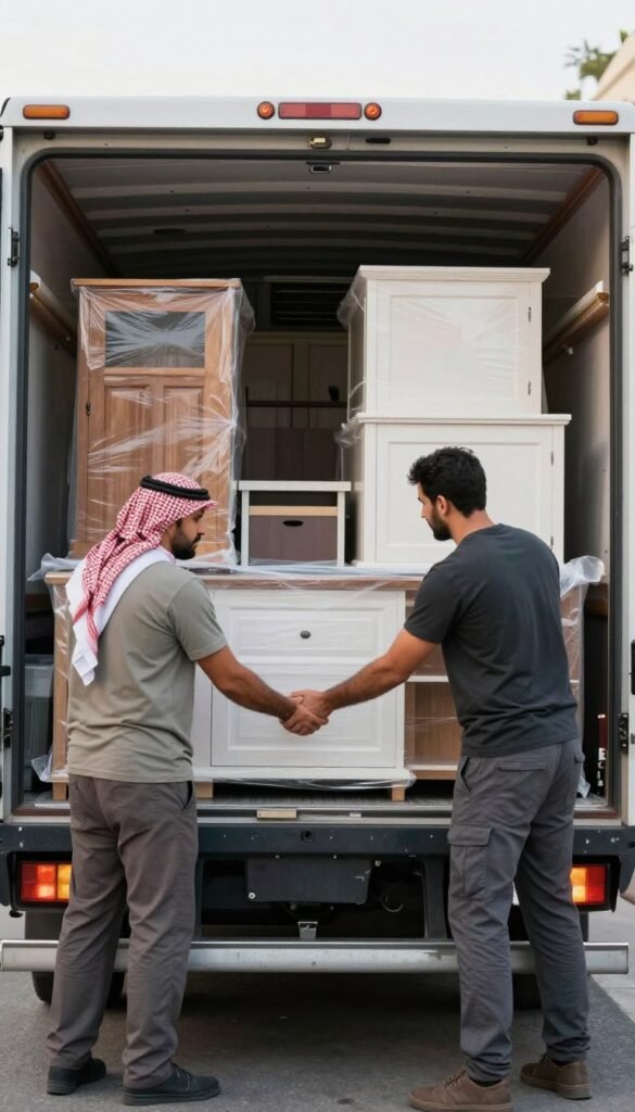 تحميل أثاث داخل سيارة نقل