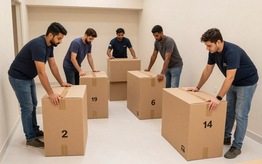 ترقيم صناديق الأثاث خلال عملية النقل