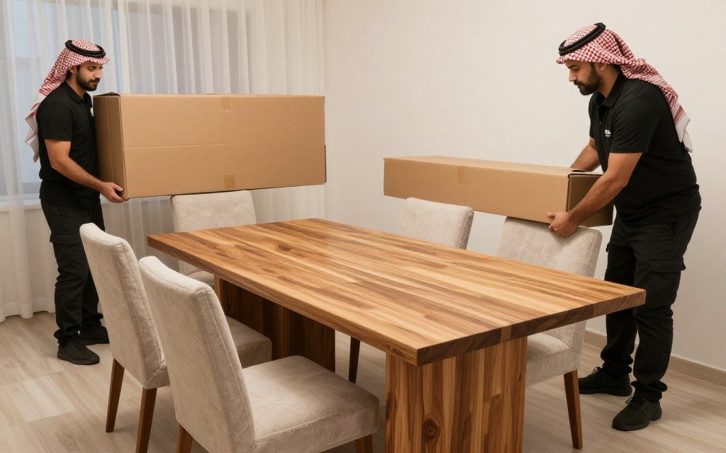 تغليف طاولة خشبية للنقل