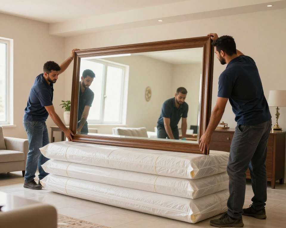 تغليف مرآة وأثاث حساس قبل نقل العفش الباحة