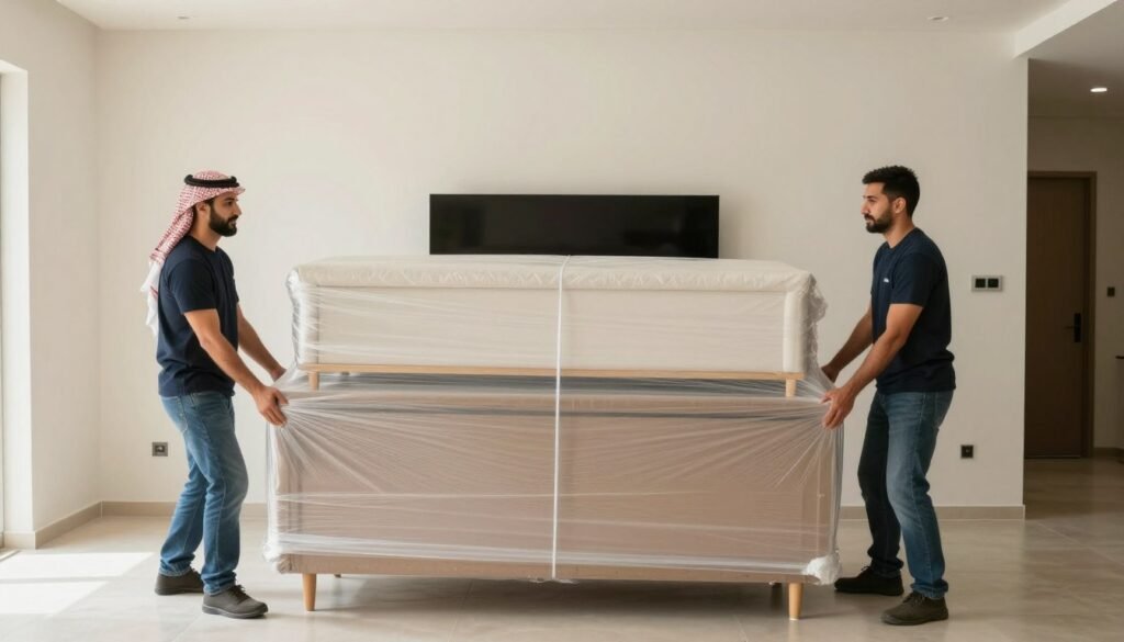 تنزيل قطع الأثاث في المنزل الجديد بعد نقل العفش