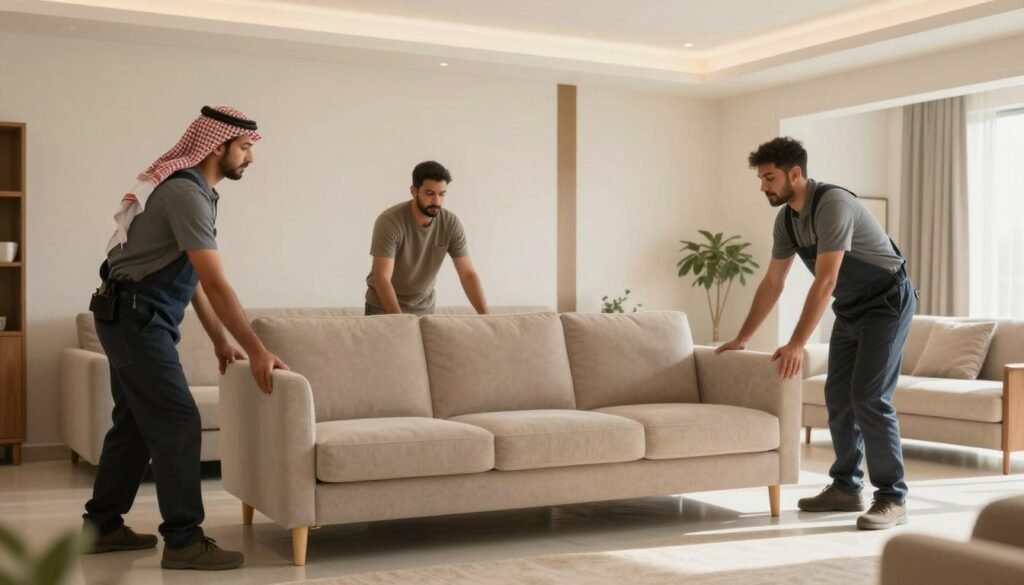 شركة نقل عفش أبها أثناء تجهيز الأثاث