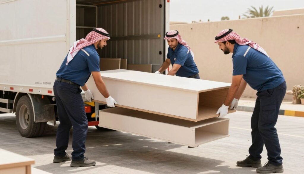 شركة نقل عفش الباحة أثناء تجهيز الأثاث