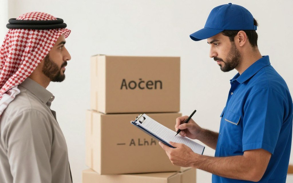 عامل يراجع خطة نقل اثاث الباحة