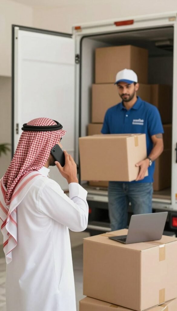 عميل يتواصل مع شركة نقل عفش