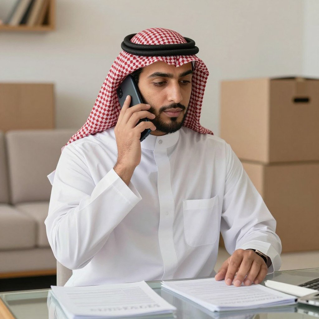 عميل يستفسر عن نقل عفش داخل الباحة عبر الهاتف
