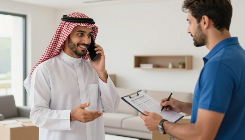 عميل ينسق خدمة نقل عفش جدة عبر الهاتف