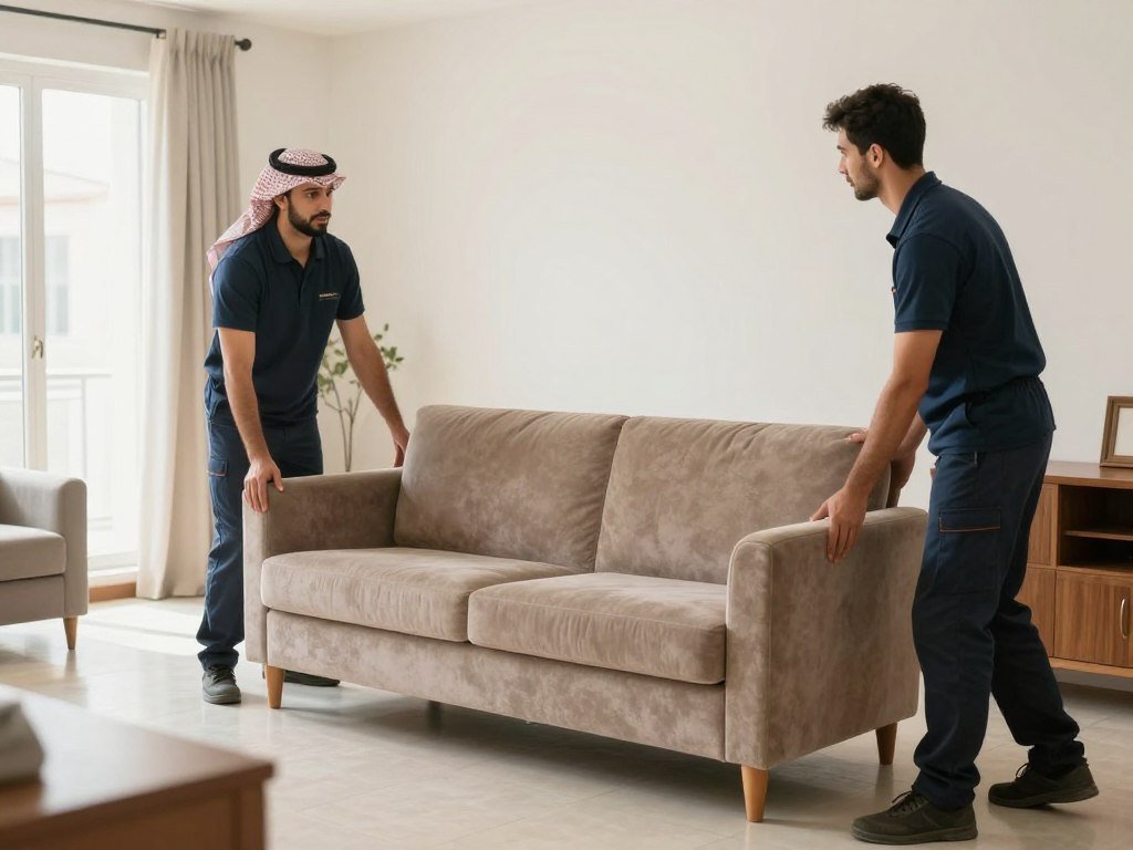 فريق شركة نقل أثاث أبها يجهز الأثاث