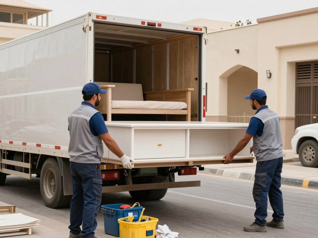 فريق شركة نقل عفش الرياض يجهز الأثاث