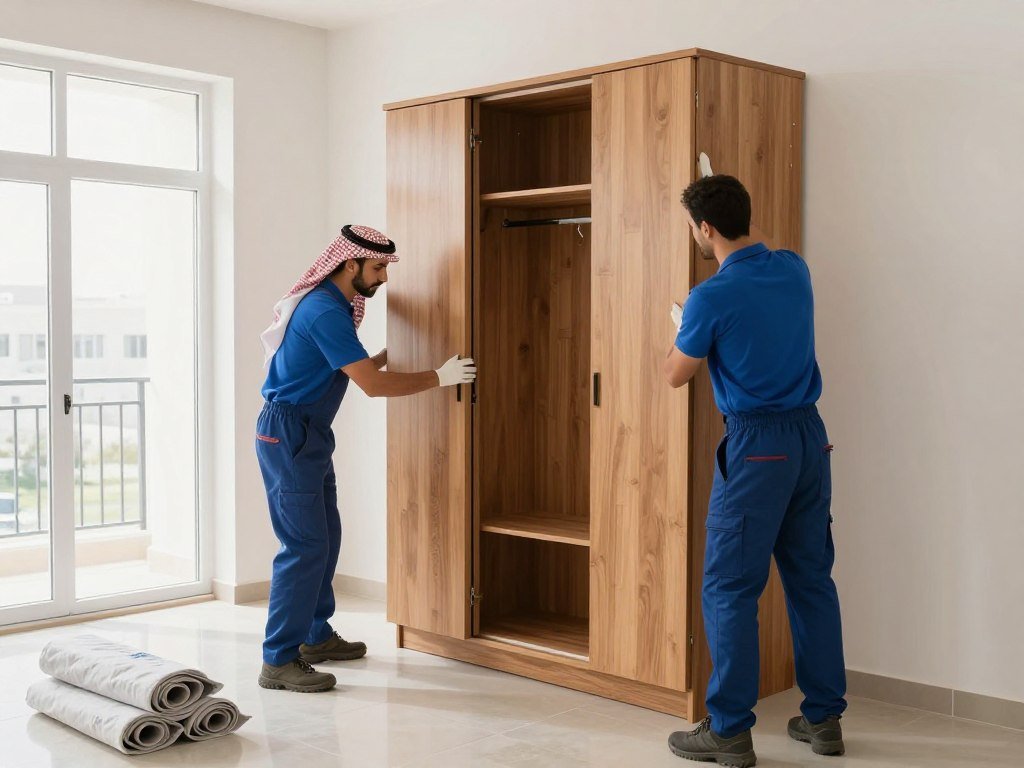 فريق متخصص يفك أثاثًا قبل النقل في أبها