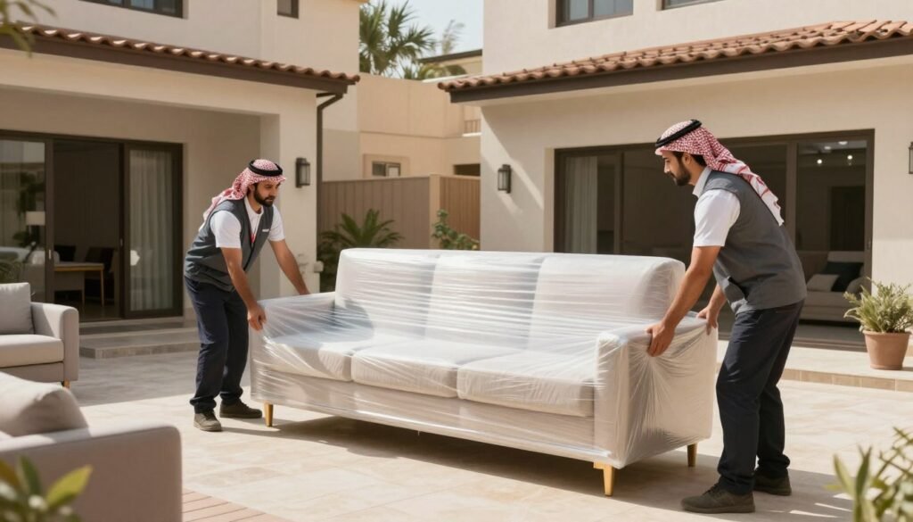 فريق نقل عفش أبها يجهز الأثاث للنقل