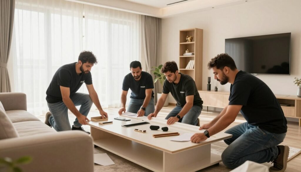 فك وتركيب أثاث أبها داخل منزل قبل النقل