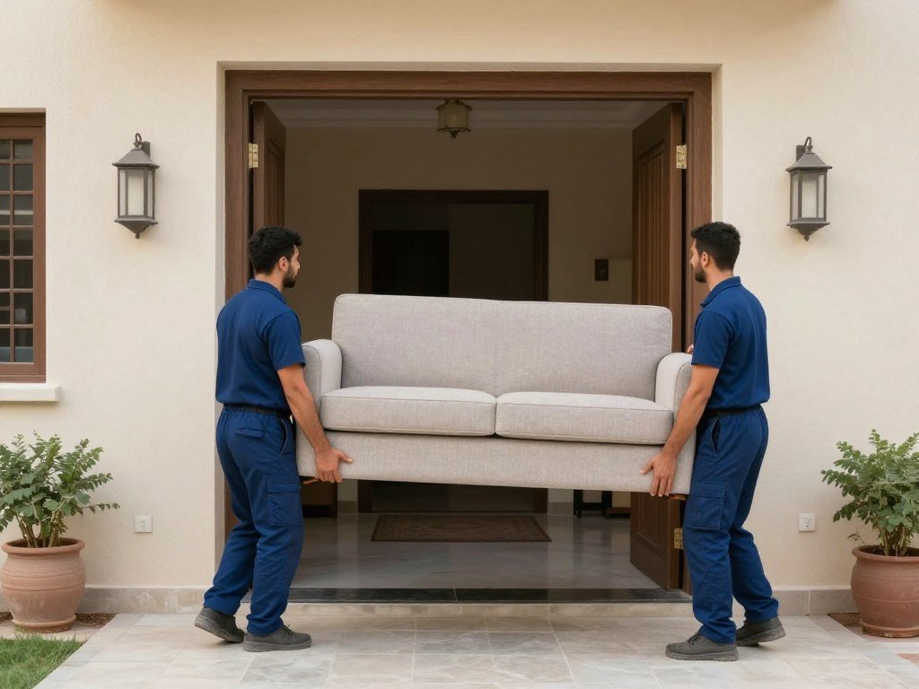 نقل أثاث عبر مدخل منزل في الرياض