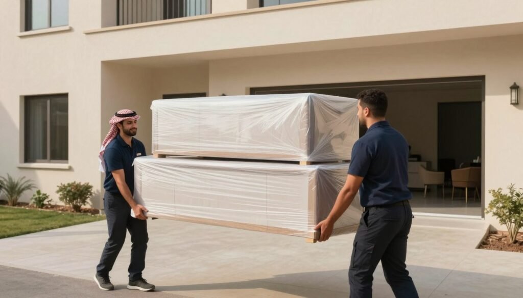 نقل عفش داخل أبها أمام منزل جديد